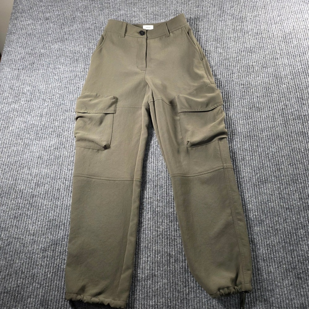 Wilfred Aritzia Olive Green Crepe Cargo Pants High Waisted Utility Size 00